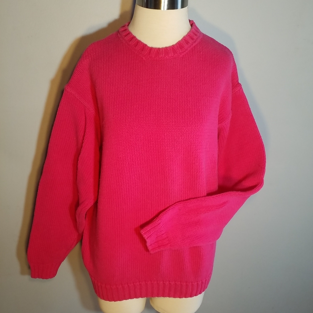 GAP SWEATER L HOT PINK Unisex CREW NECK